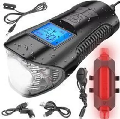 Produktbild von Trizand 12044 Vodeodolné LED svetlo na bicykel USB, tachometer, el.zvonček 150db