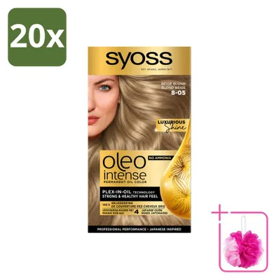 Obrázok produktu pre 20 ks SYOSS Oleo Intense 8-05 Béžová blond – Trvalá farba na vlasy bez amoniaku – Balenie s 20 kusmi