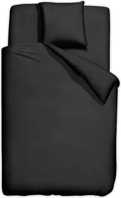 Produktbild von Bettwäsche 135x200 2 Teilig Einfarbig Schwarz Kissenbezug 80x80 Bettwäsche-Sets Unifarben Microfaser Bettbezug-Set mit Reißveschluss