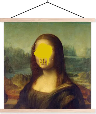 Produktbild von MuchoWow® Textilposter Mona Lisa - Leonardo da Vinci - Kunst 120x120 cm mit holzfarbenen Rahmen - Textil-Poster