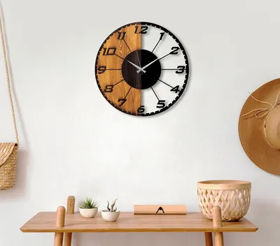 Image de Opviq, Linear, horloges murales, noyer, métal, 56 x 56 x 3 cm