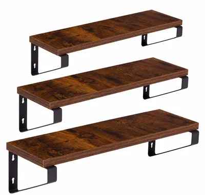 Produktbild von Wandregal 3er-Set, 30/35/40 cm, Holzoptik und schwarzes Metall