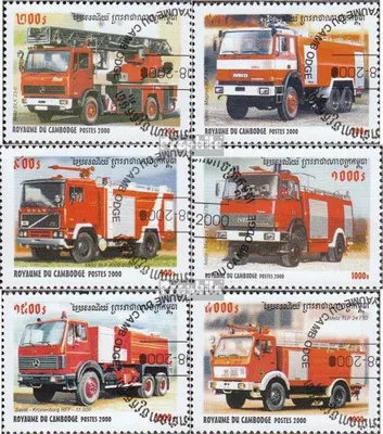 Produktbild von Briefmarken Kambodscha 2000 Mi 2102-2107 (kompl.Ausg.) gestempelt Feuerwehrfahrzeuge