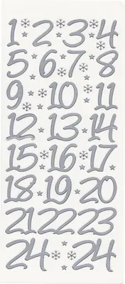 Produktbild von Reliefsticker "Große Adventszahlen", 10 x 23 cm Silber