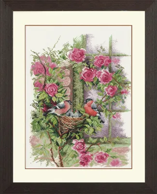 Kreuzstich-Set Nestelnde Vögel, 29 x 39 cm, Zählmuster, DIY
