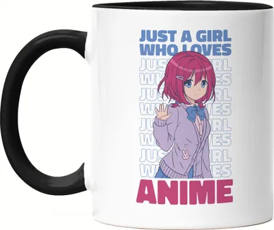 Produktbild von Just A Girl Who Loves Anime Tasse Schwarz Otaku Baka Manga Fans Geschenkidee