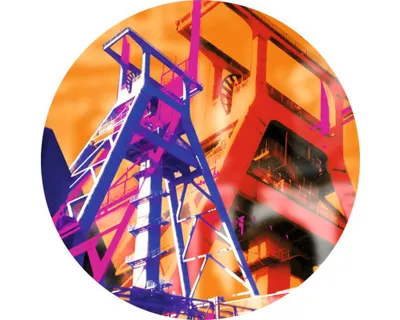 Produktbild von Glasbild Bochum Förderturm orange Ø 20 cm