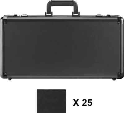 A black briefcase is shown above a smaller black box and the text 'X 25'.