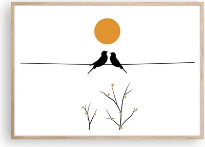 Produktbild von Gerahmtes Poster - Rahmen in heller Eiche - Bild Vögel Sonne - 100x70 cm - Wand Bild - Wanddeko - Wandbilder - Kunstposter - Wandposter - Bilderrahmen - Bilder - Kunstdruck - P2NAA100x70-4772