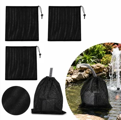 Produktbild von 4er Set Pumpenfilterbeutel, 45 x 45 cm mit Kordelzug, Pumpensack, Filterbeutel für Teichpumpen, schützt vor Schmutz, passend für Außen-Teichfilter