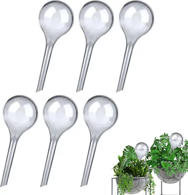 Imagen del producto de Esferas de riego de PVC, juego de 6 unidades, transparentes y blancas, para riego automático de plantas