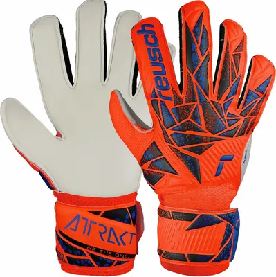 Produktbild von Reusch Attrakt Solid Junior Kinder-Torwarthandschuhe, weiß/blau/orange, Gr 6
