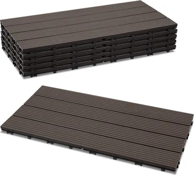 Obrázok produktu pre Clanmacy 12 kusov = 2 m² terasová dlažba balkónová dlažba WPC dlažba balkónová záhrada tmavohnedá 30x60cm