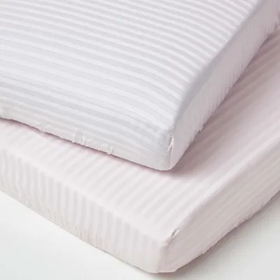 Produktbild von HOMESCAPES Spannbettlaken Kinderbett, rosa, 100% Baumwolle Fadendichte 330, 2er Set, 60 x 120 cm