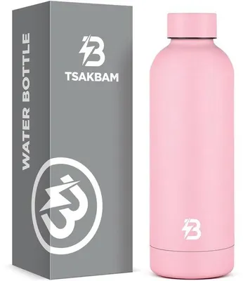Image de Gourde de sport en métal rose de 500 ml, étanche, pour boissons gazeuses