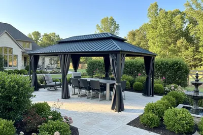 Produktbild von PURPLE LEAF Economy Hardtop Pavillon 3,65x6 m wasserdicht, winterfest und stabil, geeignet für den Garten, Grau