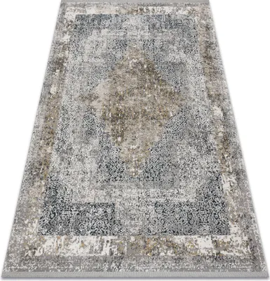 Produktbild von Modern Teppich TULS strukturell, Franse 51323 Vintage, Rahmen, Rosette elfenbein / grau  Grau 80x150 cm