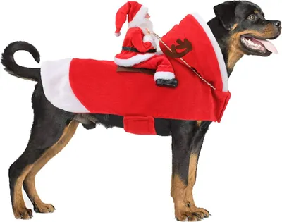 Produktbild von Hund Santa Claus Reiten Weihnachtskostš¹m, Premium Haustier Kleidung fš¹r Kleine Gro?e Hunde Katzen, Weihnachtsfeier Outfit L