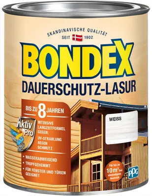 Produktbild von Bondex Dauerschutz Lasur 750 ml weiß