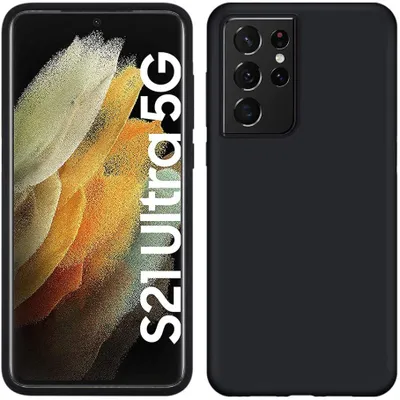 Obrázek produktu pro Pouzdro pro Samsung Galaxy S21 Ultra 5G, měkké silikonové ochranné pouzdro z tekuté gumy černé