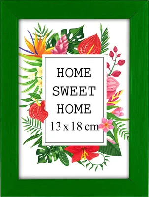 Obrázok produktu pre MG Design rám na fotografie 13 x 18 cm - zelená farba, z dreva, s akrylovým sklom - na vertikálne alebo horizontálne zavesenie/postavenie, na fotografie