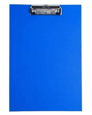 A blue A4 clipboard is shown against a white background.