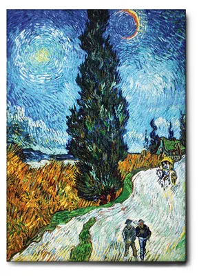 Produktbild von Giallobus - Landstraße in der Provence bei Nacht - Vincent Van Gogh - 70L x 100W cm - Bild - Leinwand mit Standardrahmen