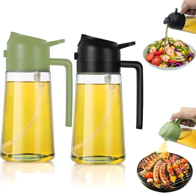 Zdjęcie produktu dla Pistolet do rozpylania oleju 2-w-1, pojemność 470 ml, kolor zielono-czarny, do użytku w kuchni