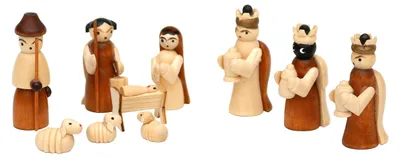 Produktbild von Set mit 10 Holzfiguren für eine Weihnachtskrippe