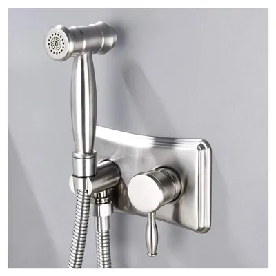 Produktbild von Doppelfunktions-Handtoilettensprüher, Messing, Kalt- und Warmwasserhähne, Wandmontage, Stoffwindelwaschanlage, Sprühdusche for Damenhygiene, Schwarz(Nickel)