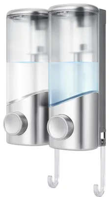 Immagine prodotto di Distributore di sapone da parete, con 2 scomparti da 350 ml, azionamento manuale, per bagno