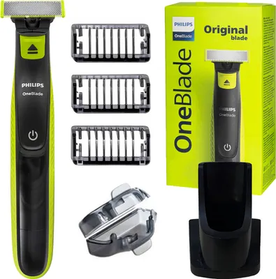Image de Philips OneBlade Rasoir QP2724 10 Vert avec support et 3 accessoires