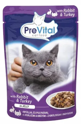Obrázok produktu pre PREVITAL Morčacie a králičie mäso v želé - mokrá krmivo pre mačky - 100 g