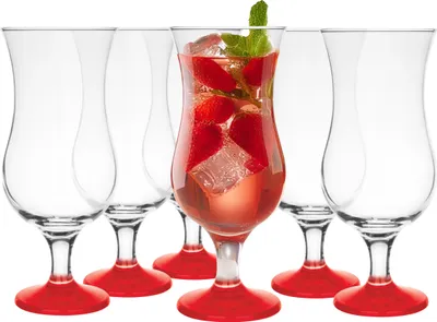 Produktbild von Glasmark Krosno Gläser Cocktailgläser Set Longdrink Cocktail Gin Bier Longdrinkgläser Cocktailgläser Trinkglas Glas Smoothie Dessert Rot 6 x 420ml