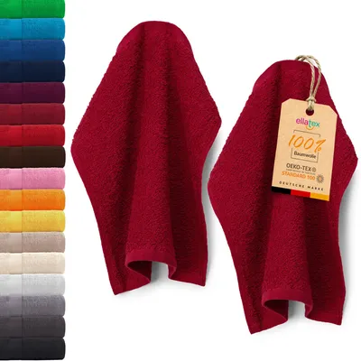 Produktbild von EllaTex PARIS 2er Set Seiftücher 30x30 cm – 100% Baumwolle, 500 g/m² Frottier, in Farbe: Weinrot