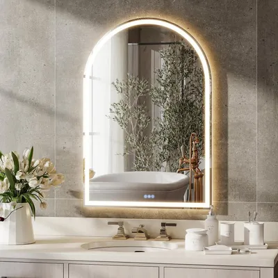 Immagine prodotto di Specchio da bagno a LED, 75 x 50 cm, con funzione di regolazione dell'intensità luminosa, antigoccia, 3 tonalità di luce, funzione di memoria