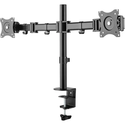Produktbild von InLine Tischhalterung, für 2x TFT/LCD/LED bis 68cm (27"), max. 2x8 kg, Klemme, 16 kg, 33 cm (13"), 33 cm (13"), 100 x 100 mm, Schwarz
