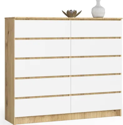 Immagine prodotto di Akord Cassettiera 10 Cassetti Rovere Artigianale Bianco 138X40X121 Cm