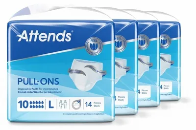 Produktbild von Attends Pull-Ons 10 Large Inkontinenz Pants Windelhosen L 56 Stück 4x14 Gr L