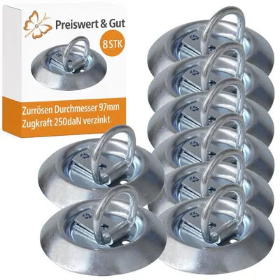Produktbild von 8x Zurrösen für Anhänger Durchmesser 97mm Zugkraft 250daN Verzurrösen verzinkt