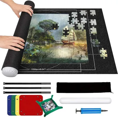 Zdjęcie produktu dla Mata do układania puzzli, 3000 elementów, 150x100 cm, filc, grubość 1,5 mm, rolka, mata do przechowywania