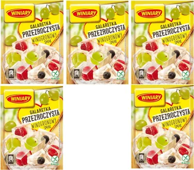 Produktbild von 5 x Winiary Götterspeise Weintrauben klar 71g / Galaretka Przezroczysta winogronowy smak winogron
