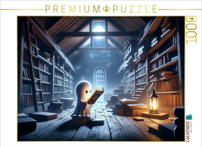 Produktbild von CALVENDO Puzzle Das kleine Gespenst entdeckt ein Zauberbuch | 1000 Teile Lege-Größe 64x48cm Foto-Puzzle für glückliche Stunden