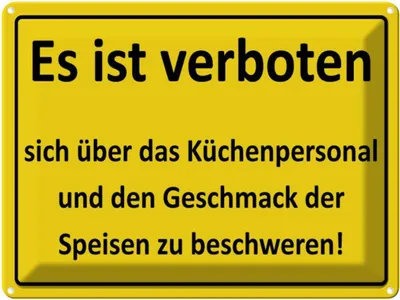 Produktbild von vianmo Blechschild 30x40 cm Verboten über Küchenpersonal Spruch Zitat
