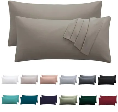 Immagine prodotto di Set di 2 federe per cuscini, 50x70 cm, color tortora, in microfibra