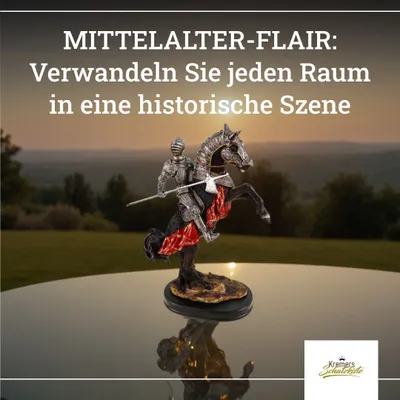 Produktbild von XXL Ritterfigur auf Pferd mit Sockel - Polyresin Handbemalt 41 cm Ross Skulptur