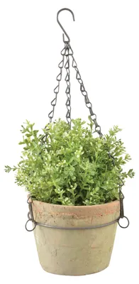 Produktbild von Hängender Blumentopf aus Terrakotta in Antikoptik mit Haken Größe L