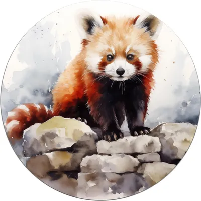 Produktbild von Wallario Premium Glasbild, freischwebende Optik, kräftige Farben, rund 50cm Durchmesser, Motiv Neugieriger Rotpanda
