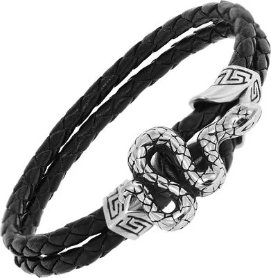 trendor 75800 Leder-Armband für Männer Schwarz Schlange 1