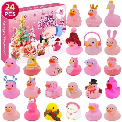 Productafbeelding van Adventskalender met 24 rubberen eendjes voor kinderen en volwassenen, cadeau voor badspeelgoed